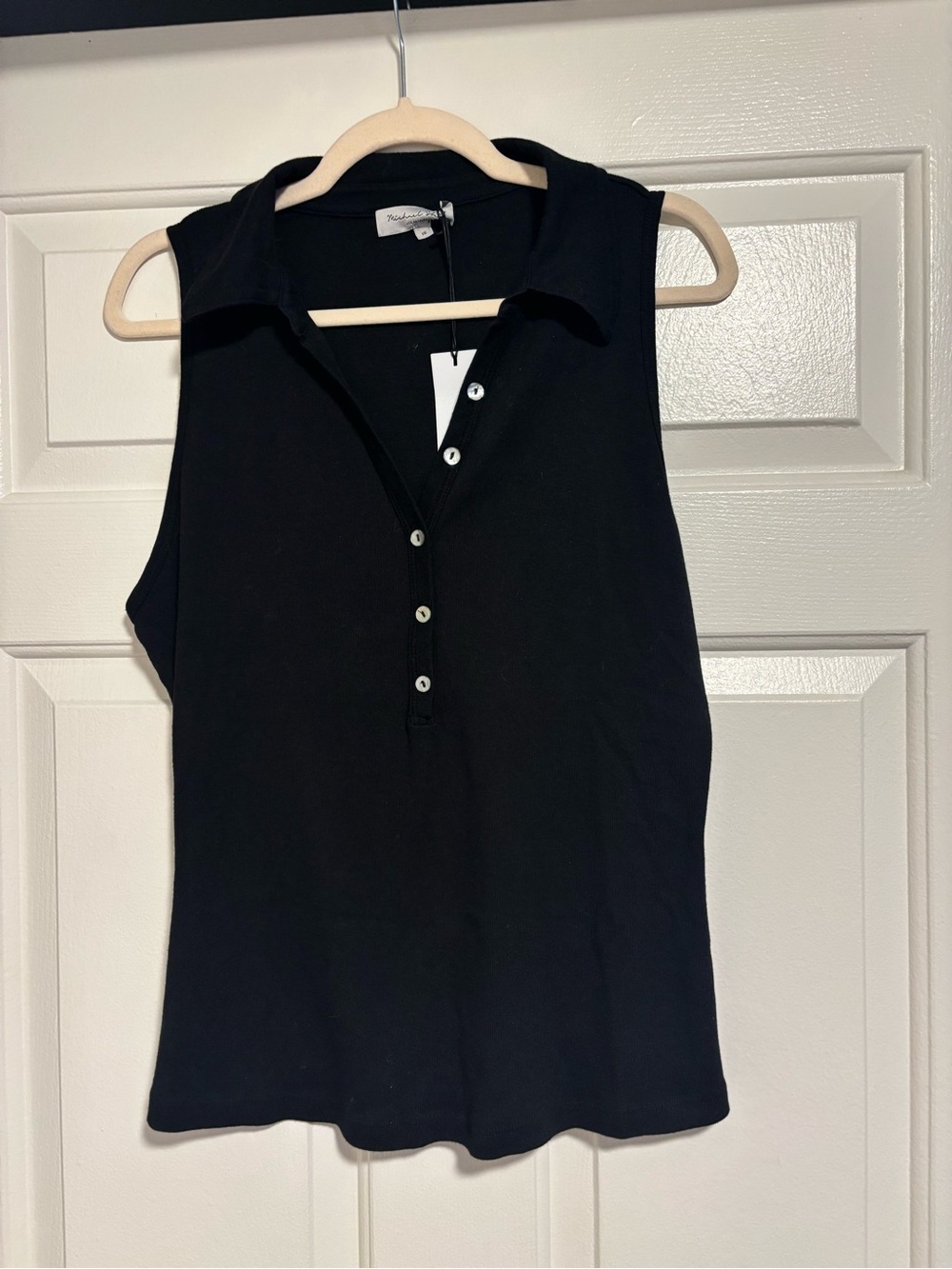 Michael Stars Black Sleeveless Polo Tank